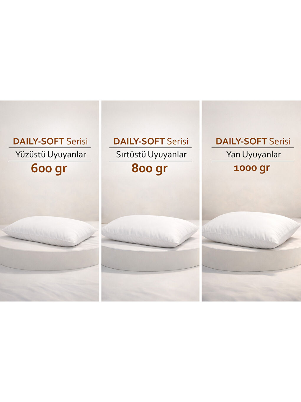 Beyaz DAILY-SOFT Serisi 1.sınıf Elyaf Dolgu 600/800/1000 Gram Seçenekli Yastık 50x70 cm-1