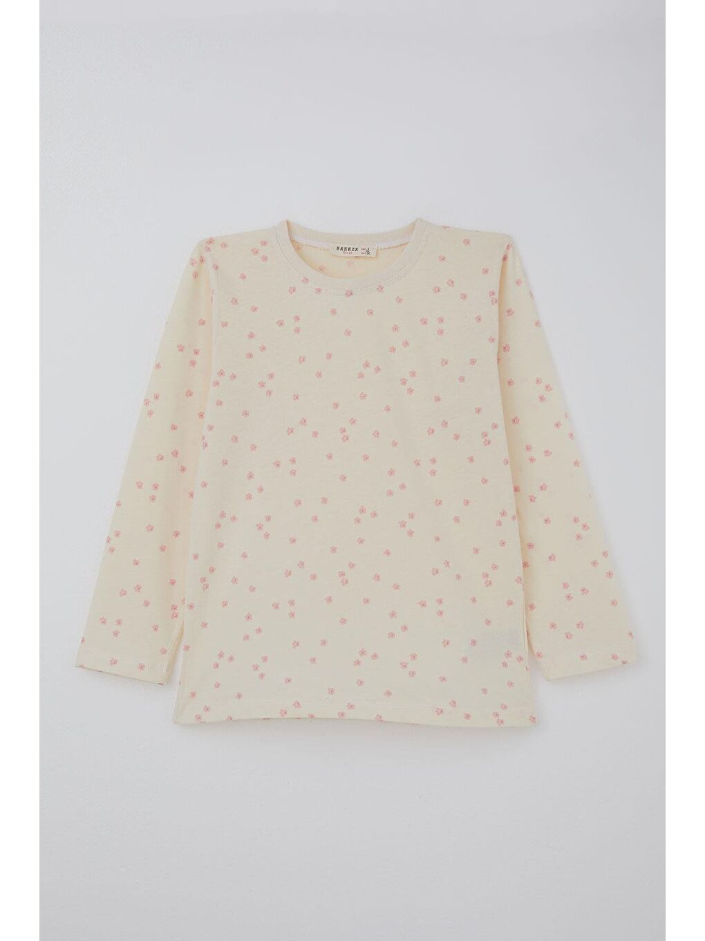 Ekru Kız Çocuk Pijama Takımı Çiçek Desenli Krem (4-7 Yaş)-1