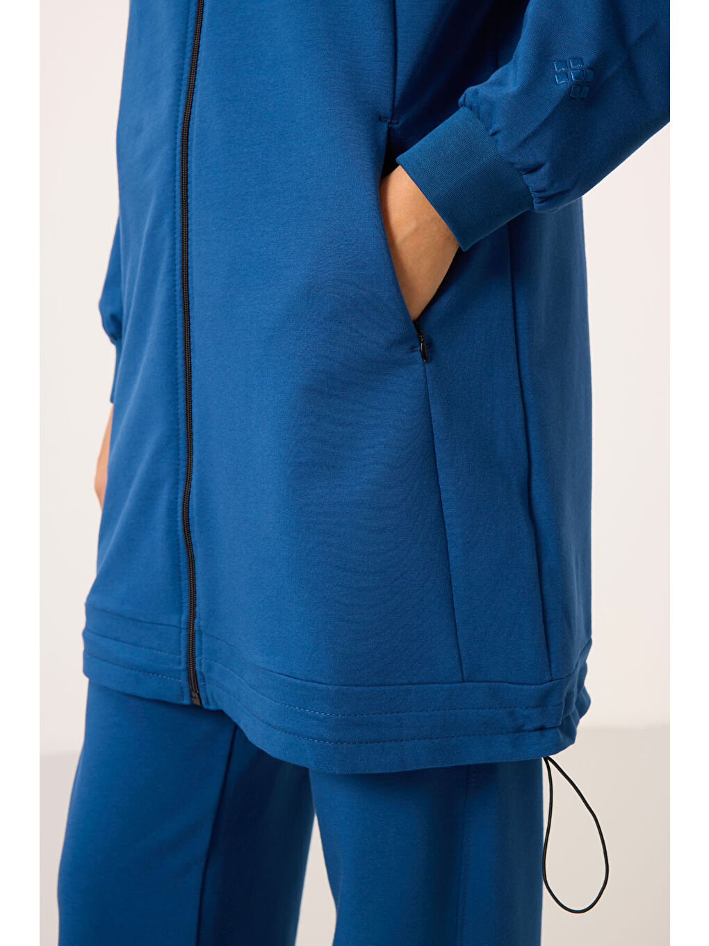 Mavi Parlament Dik Yaka Fermuarlı Pamuklu Kadın Eşofman Tunik Takım - 95346-3