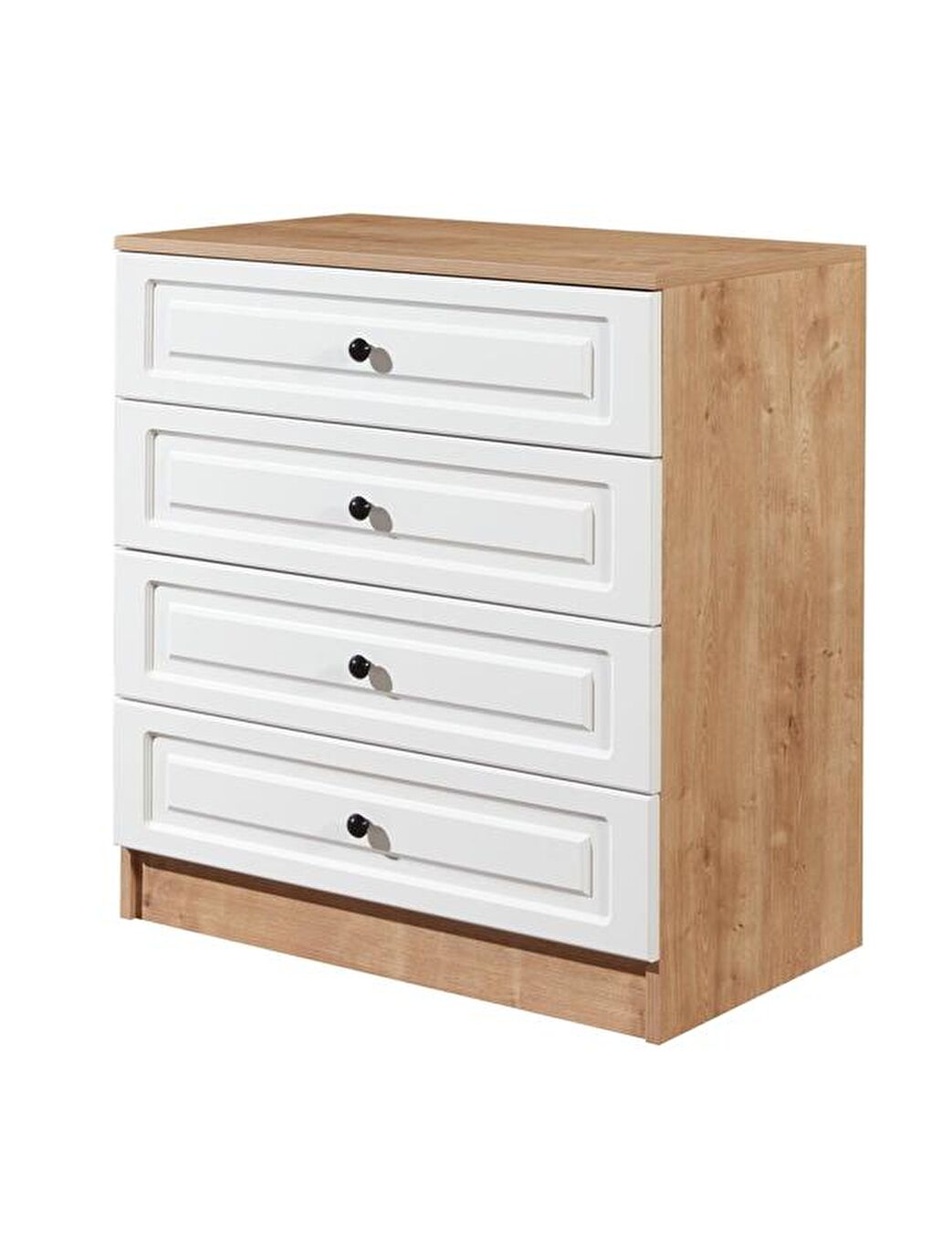 Kahverengi Ares 4 Çekmeceli Şifonyer - Safir Meşe / Beyaz-2