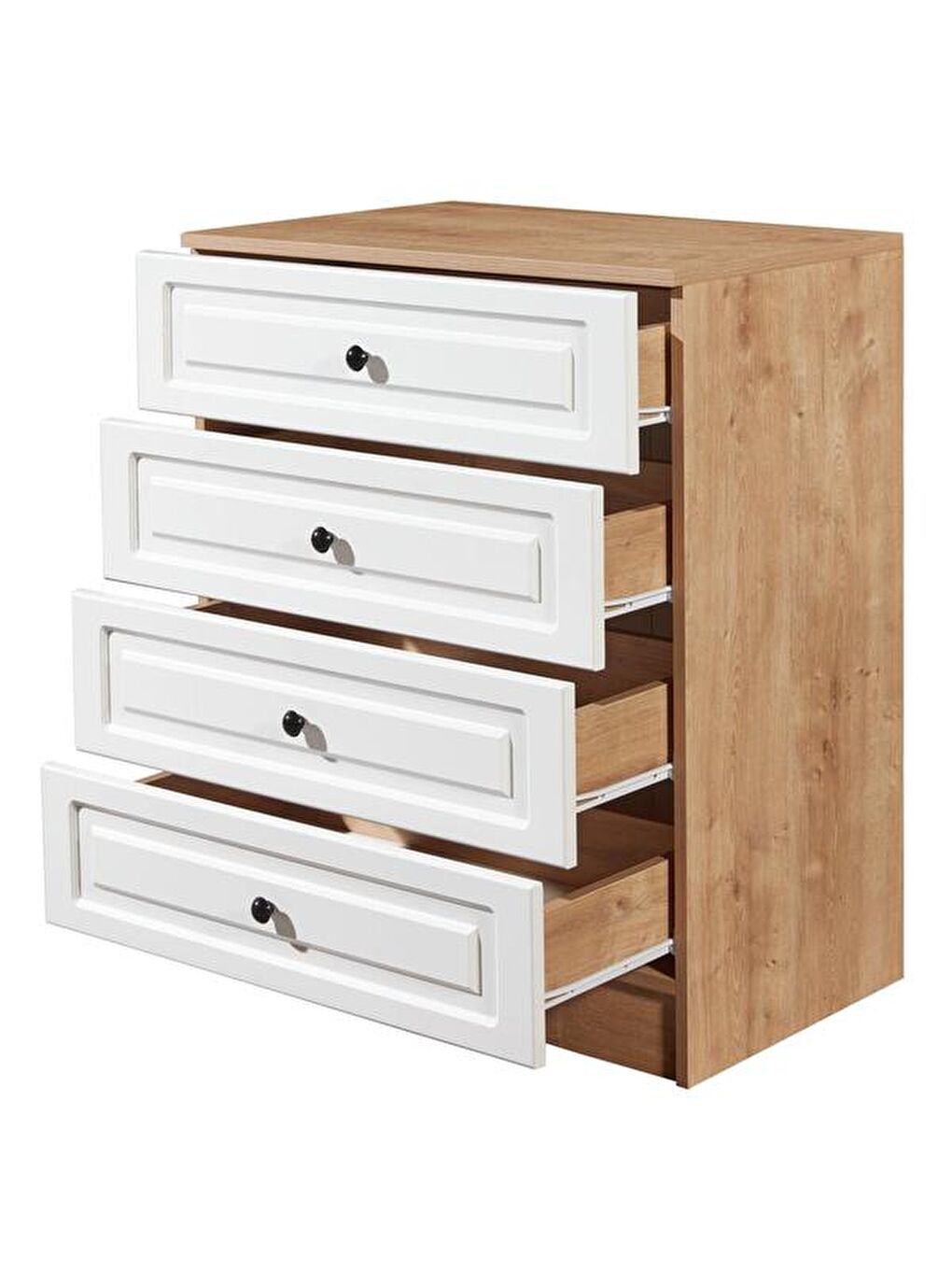 Kahverengi Ares 4 Çekmeceli Şifonyer - Safir Meşe / Beyaz-4