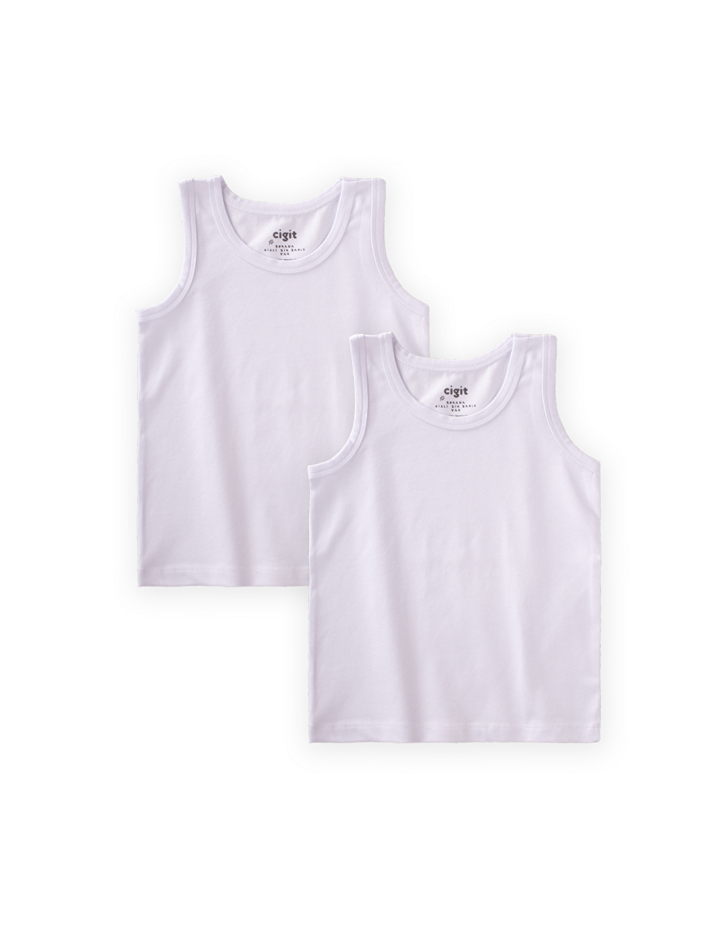 İkili Geniş Askılı Atlet 2-11 Yaş Beyaz