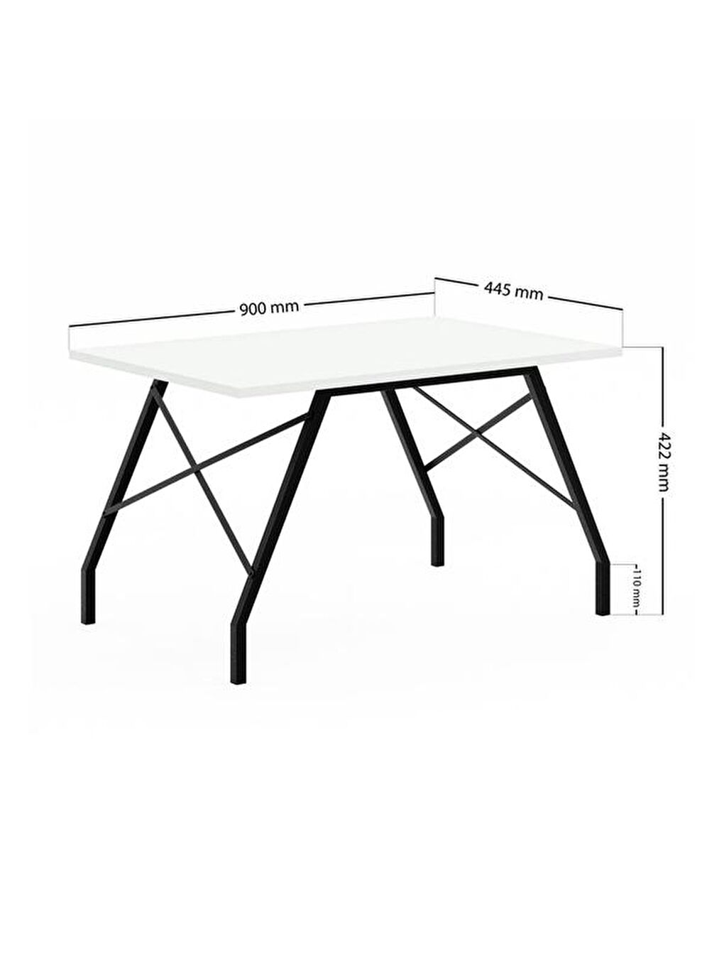 Metal Ayaklı Orta Sehpa - Beyaz - 46x44x90 cm-3