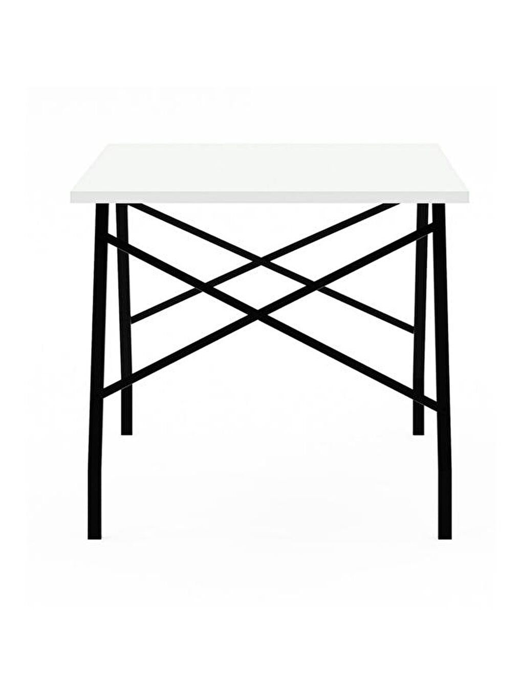 Metal Ayaklı Orta Sehpa - Beyaz - 46x44x90 cm-4