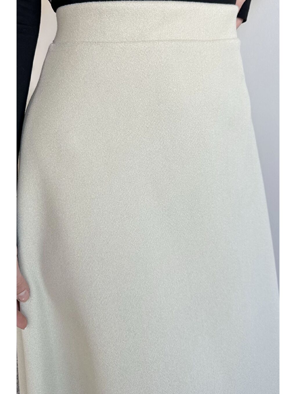 Bej Bel Lastikli Kaşe Tesettür Etek-7