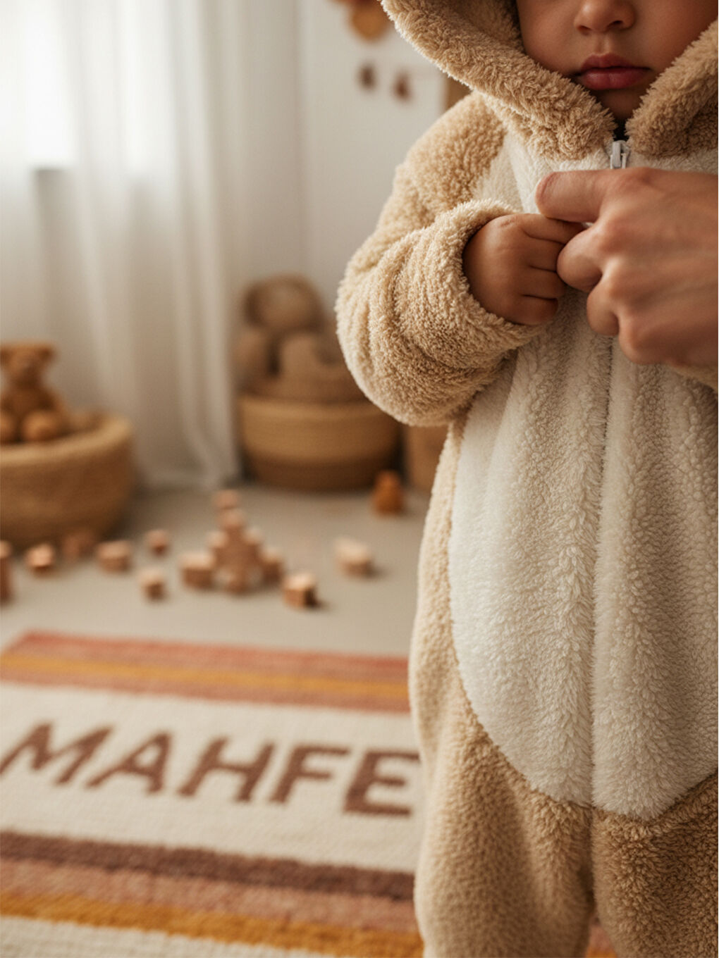 Ekru Welsoft Krem Desenli Kışlık  Uyku Tulumu 1–6 Yaş-3