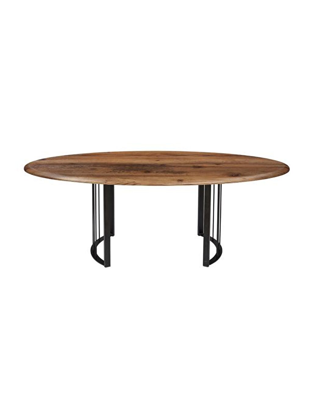 Rustik Elips Orta Sehpa - Kahverengi / Siyah-1