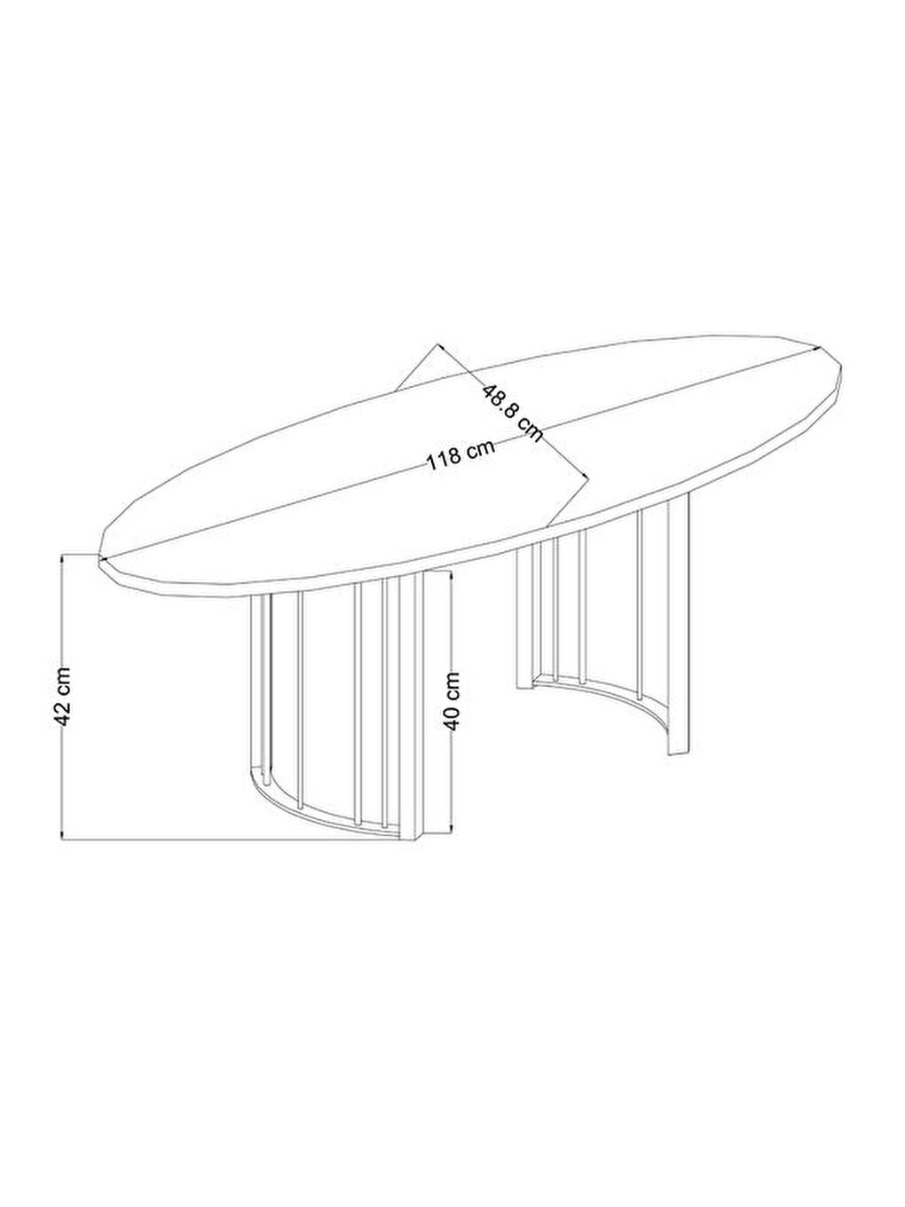 Rustik Elips Orta Sehpa - Kahverengi / Siyah-3