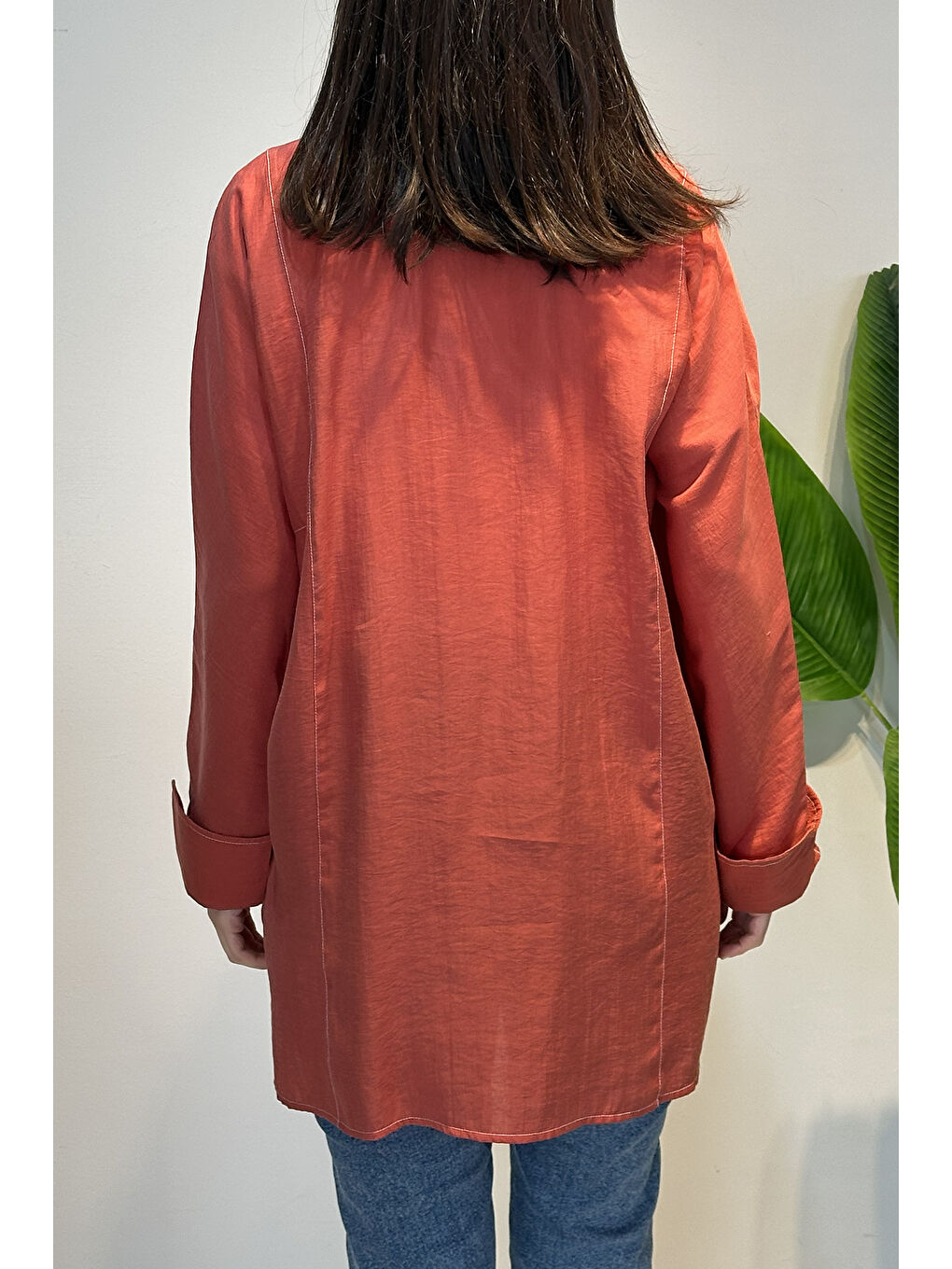 Kahverengi Kuşak Detaylı Basic Tunik 4468 Kiremit-4