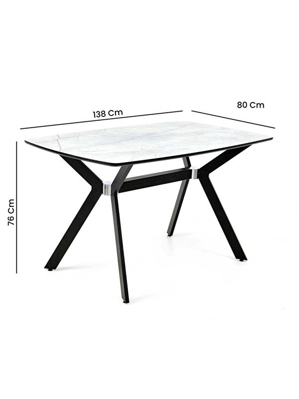 Mermer Desenli Masa - Gri / Siyah-7