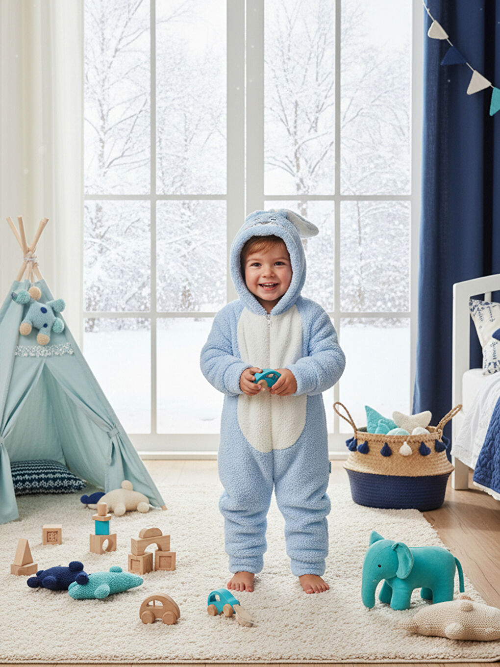 Welsoft Mavi Desenli Kışlık  Uyku Tulumu 1–6 Yaş-5