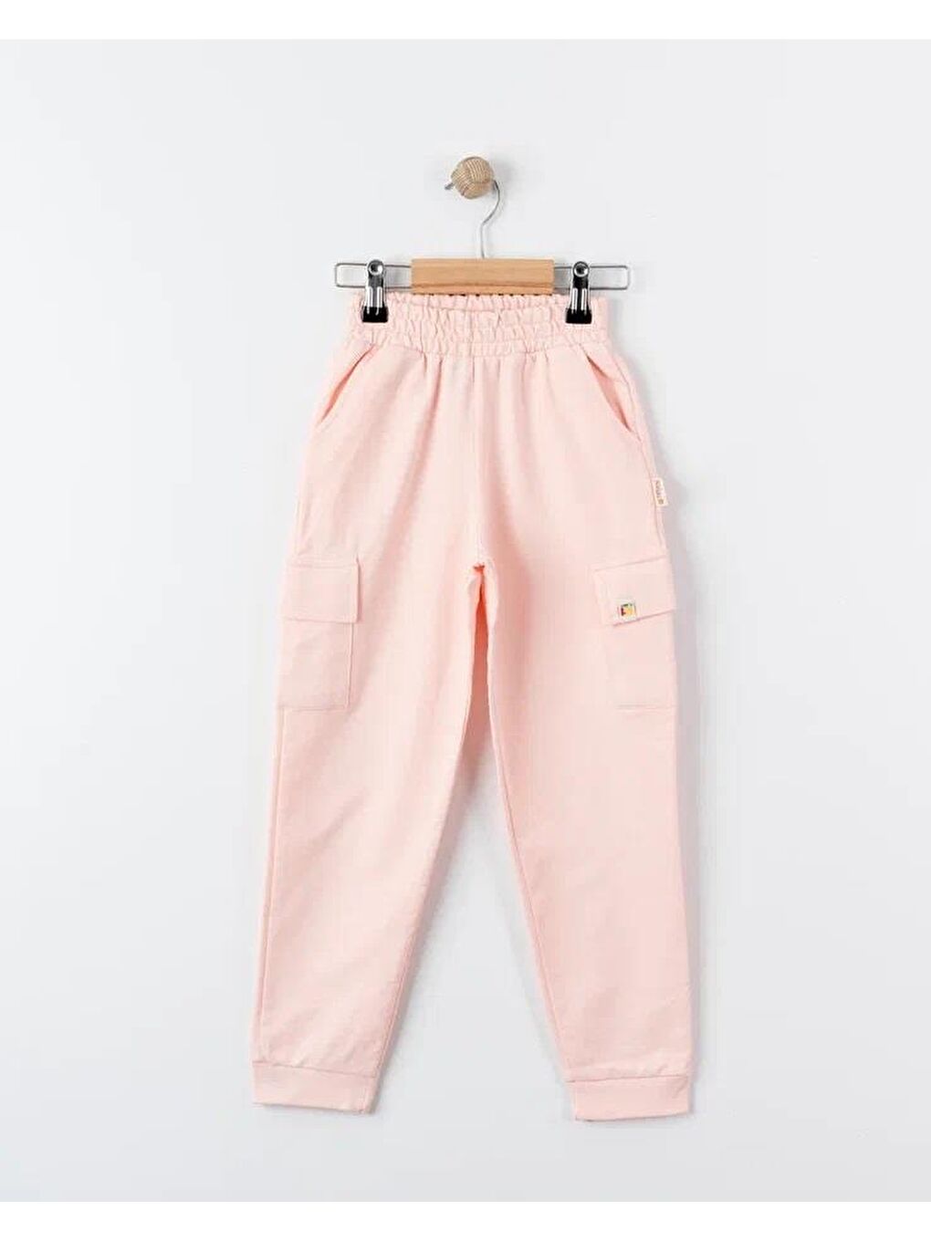 Pembe Unisex %100 Pamuk Oversize Kargo Cepli Pantolon