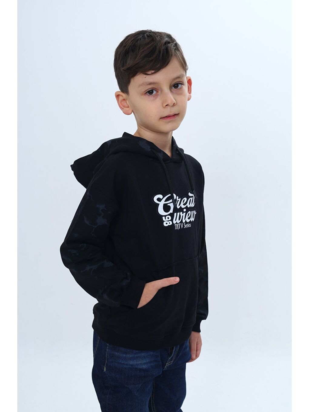 Siyah Erkek Çocuk Great 98 Wiew Yazı Baskılı Sweatshirt-1