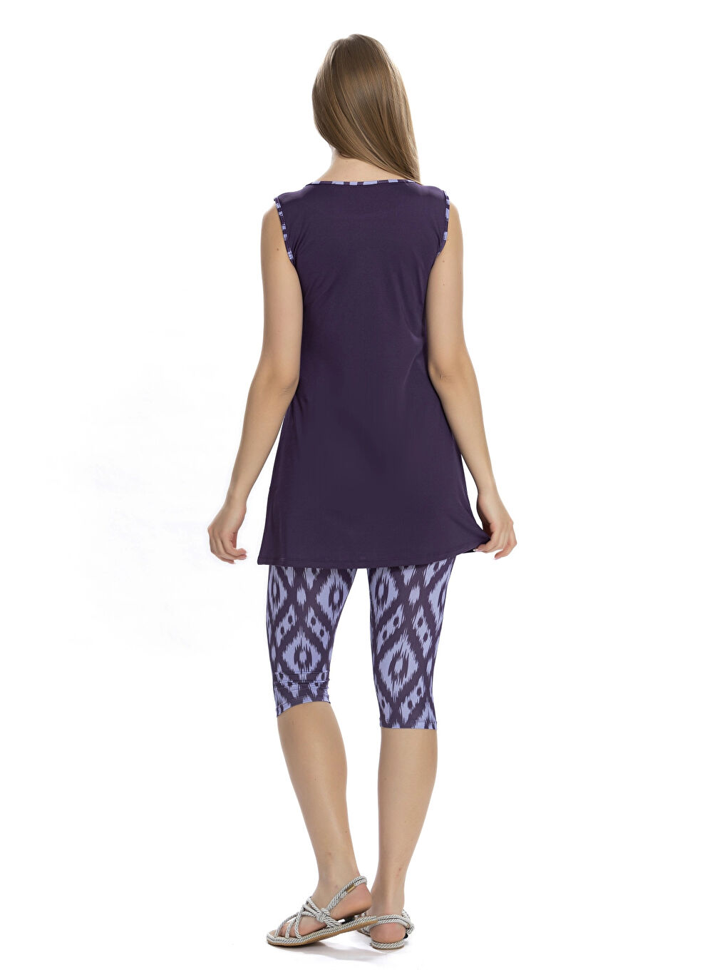 Kadın Mor Kolsuz Yarı Kapalı Taytlı Mayo HZL25S-AR3151/23-1