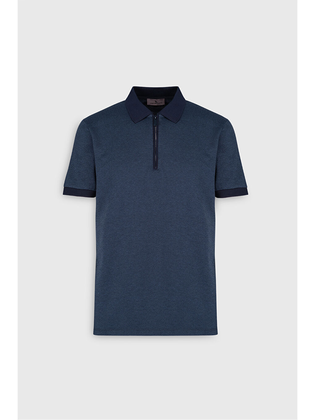 Erkek Lacivert Slim Fit Dar Kesim Polo Yaka Jakarlı Tişört-7