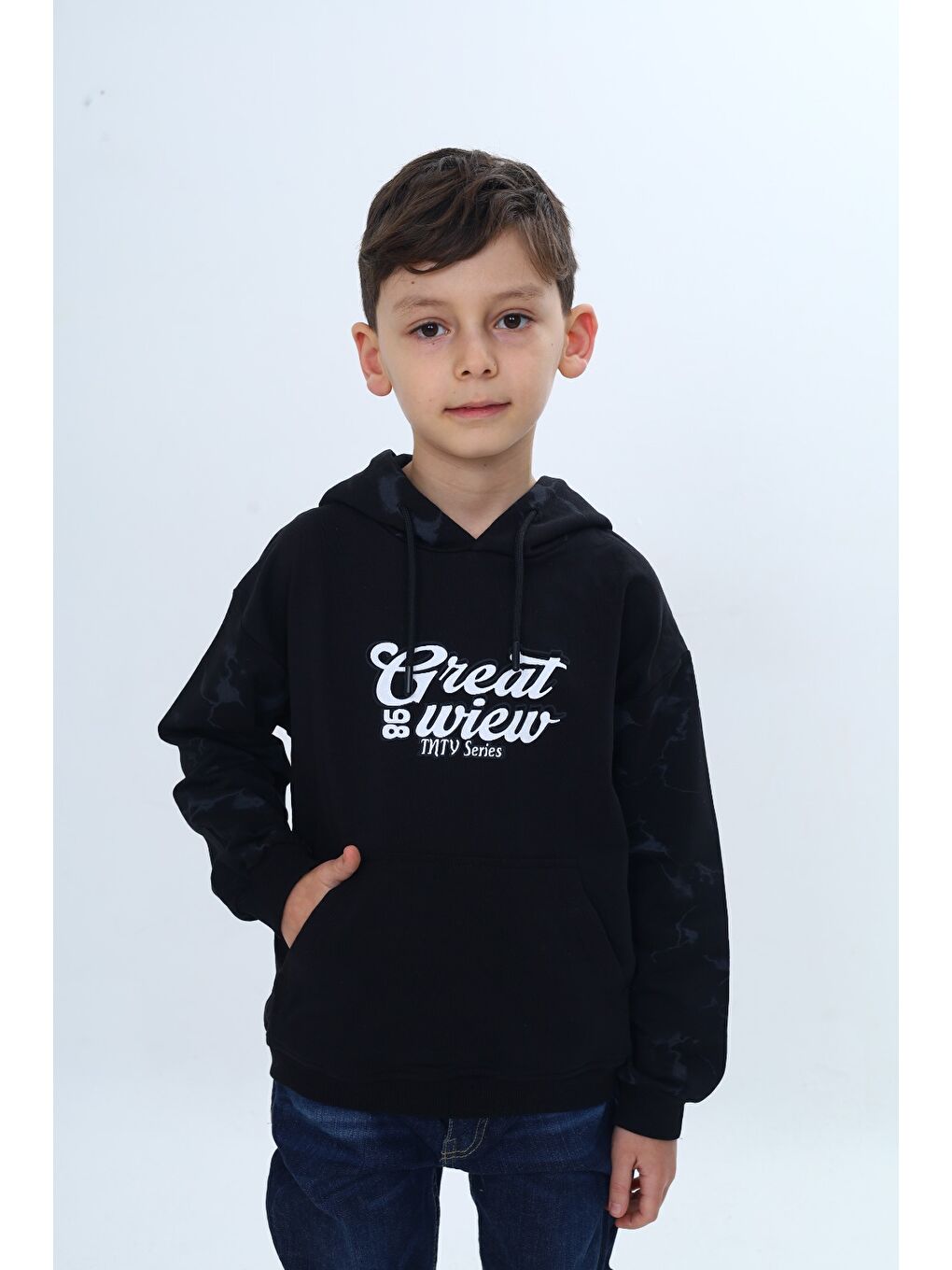 Siyah Erkek Çocuk Great 98 Wiew Yazı Baskılı Sweatshirt-3