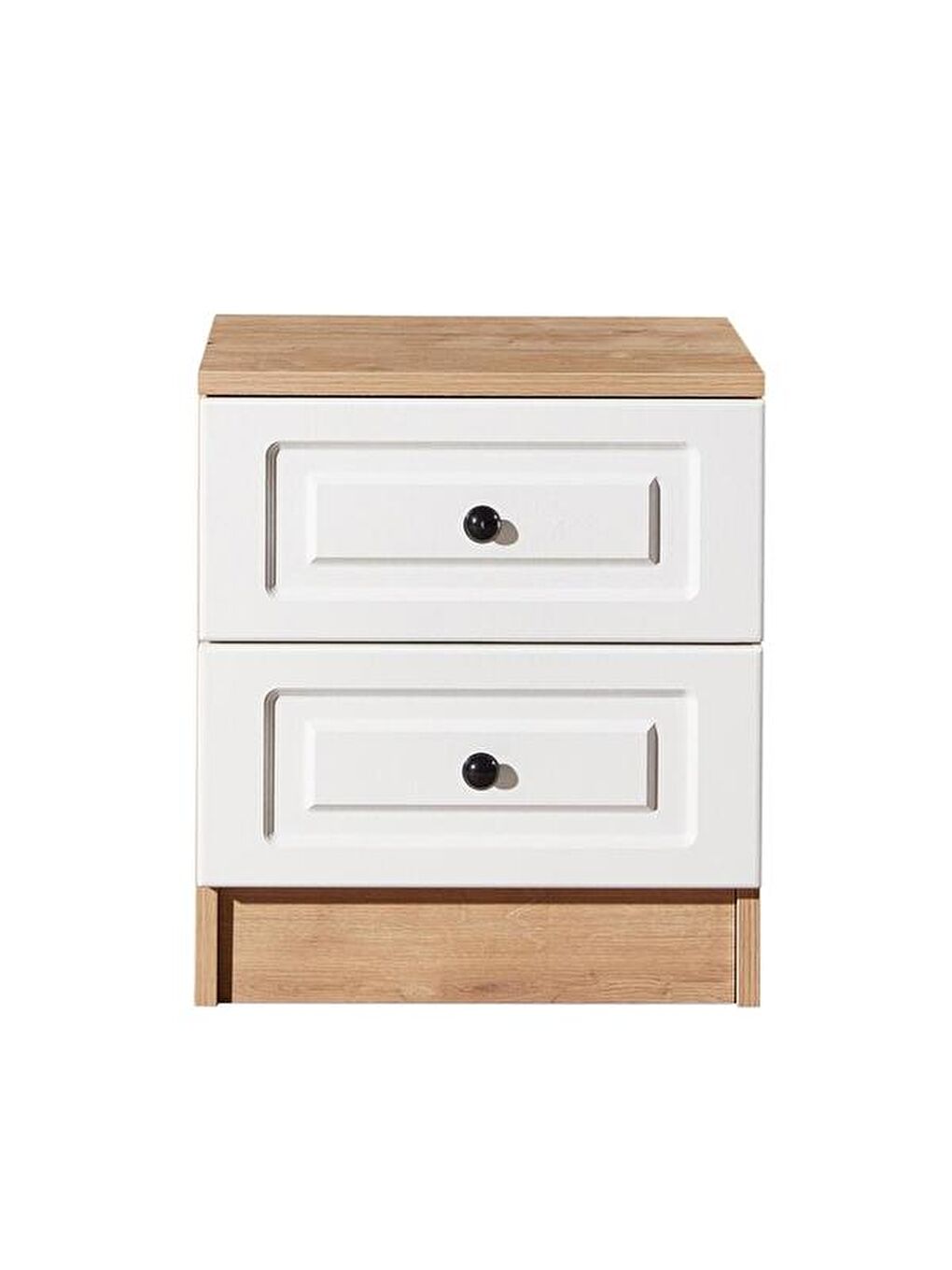 Kahverengi Ares 2 Çekmeceli Komodin - Safir Meşe / Beyaz-2