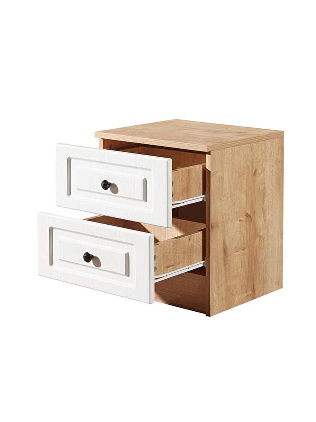 Kahverengi Ares 2 Çekmeceli Komodin - Safir Meşe / Beyaz-3