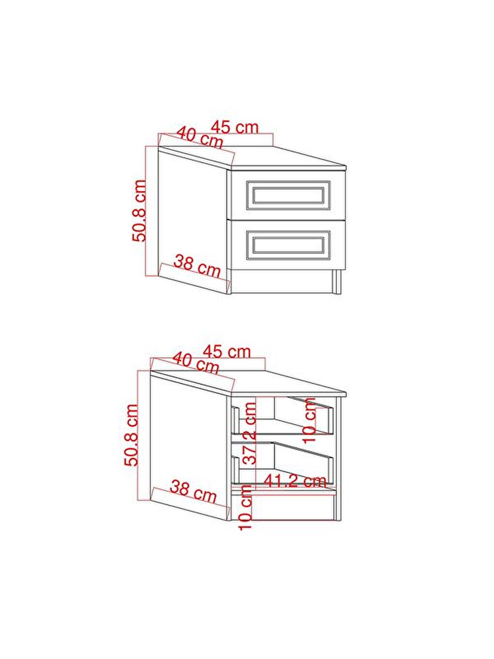 Kahverengi Ares 2 Çekmeceli Komodin - Safir Meşe / Beyaz-5