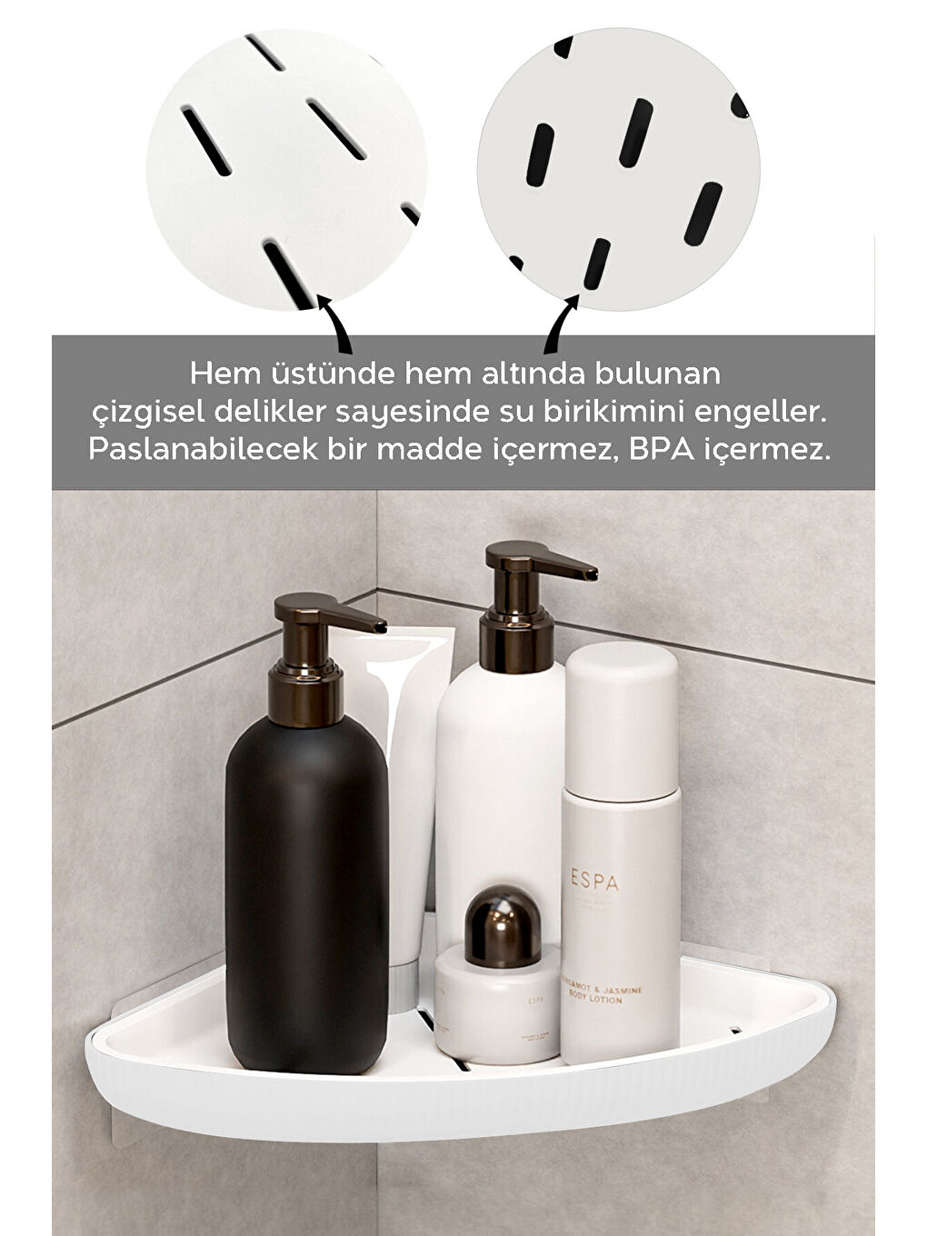 Beyaz 3 Adet Banyo Rafı-1