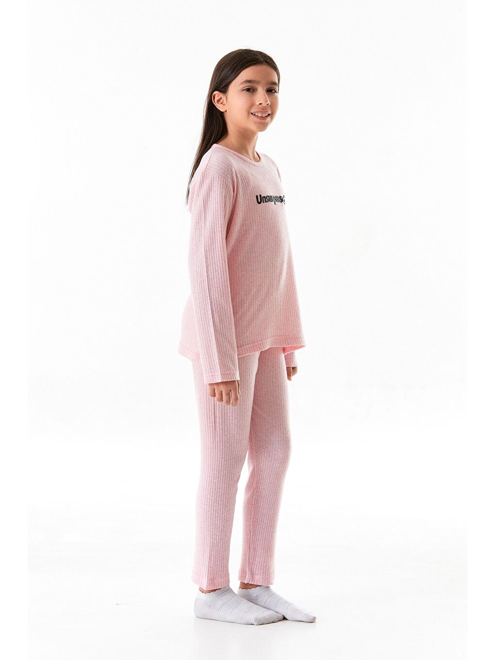Pembe Love Baskılı Kız Çocuk Pijama Takımı-1