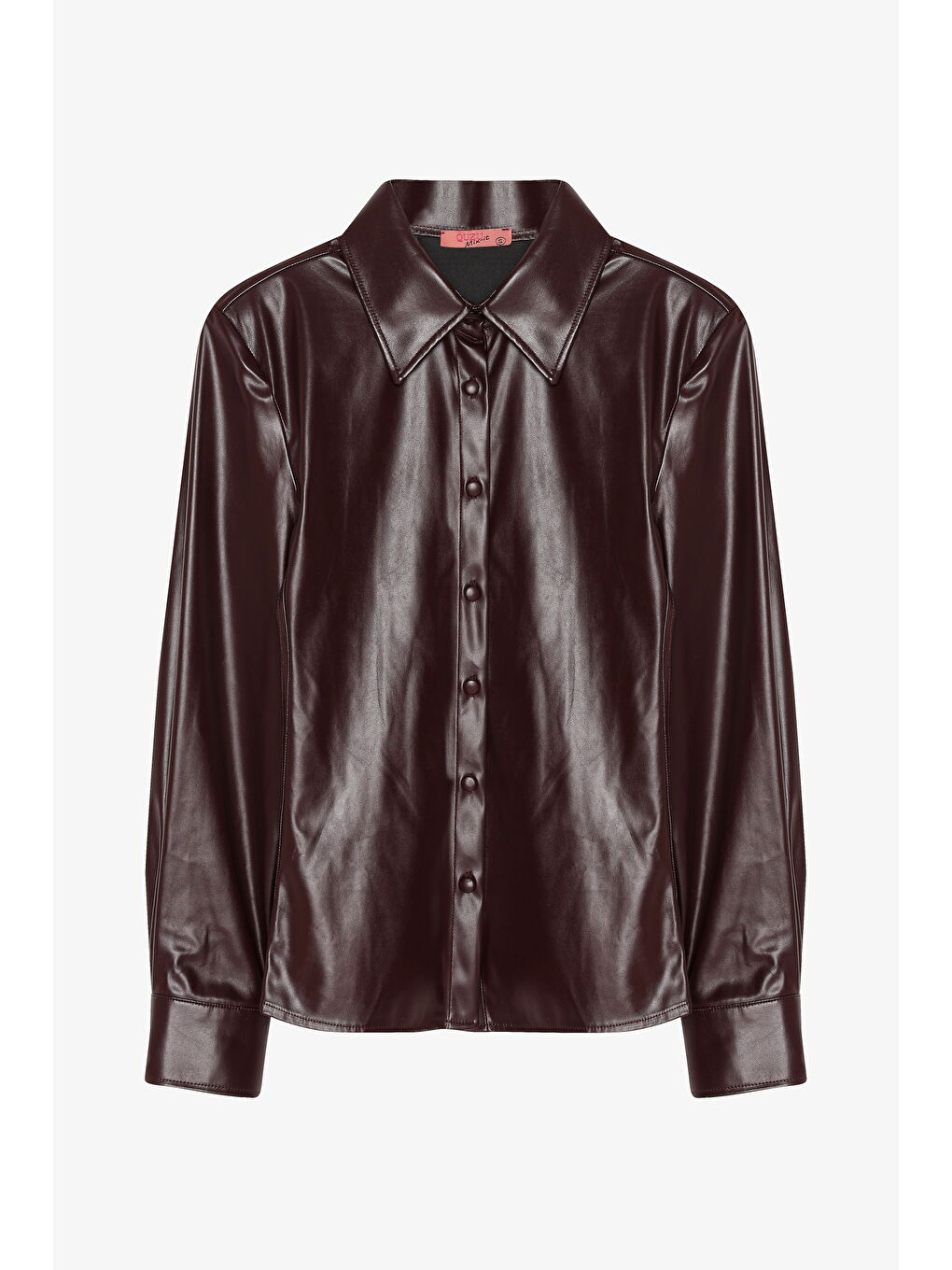 Bele Oturan Deri Gömlek Bordo