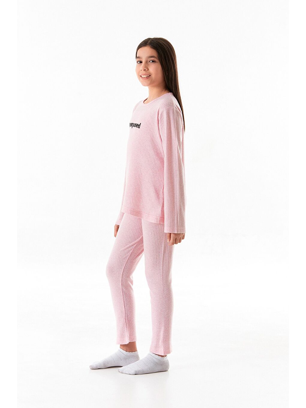 Pembe Love Baskılı Kız Çocuk Pijama Takımı-2