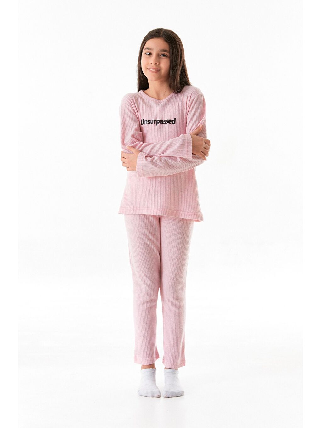 Pembe Love Baskılı Kız Çocuk Pijama Takımı-4