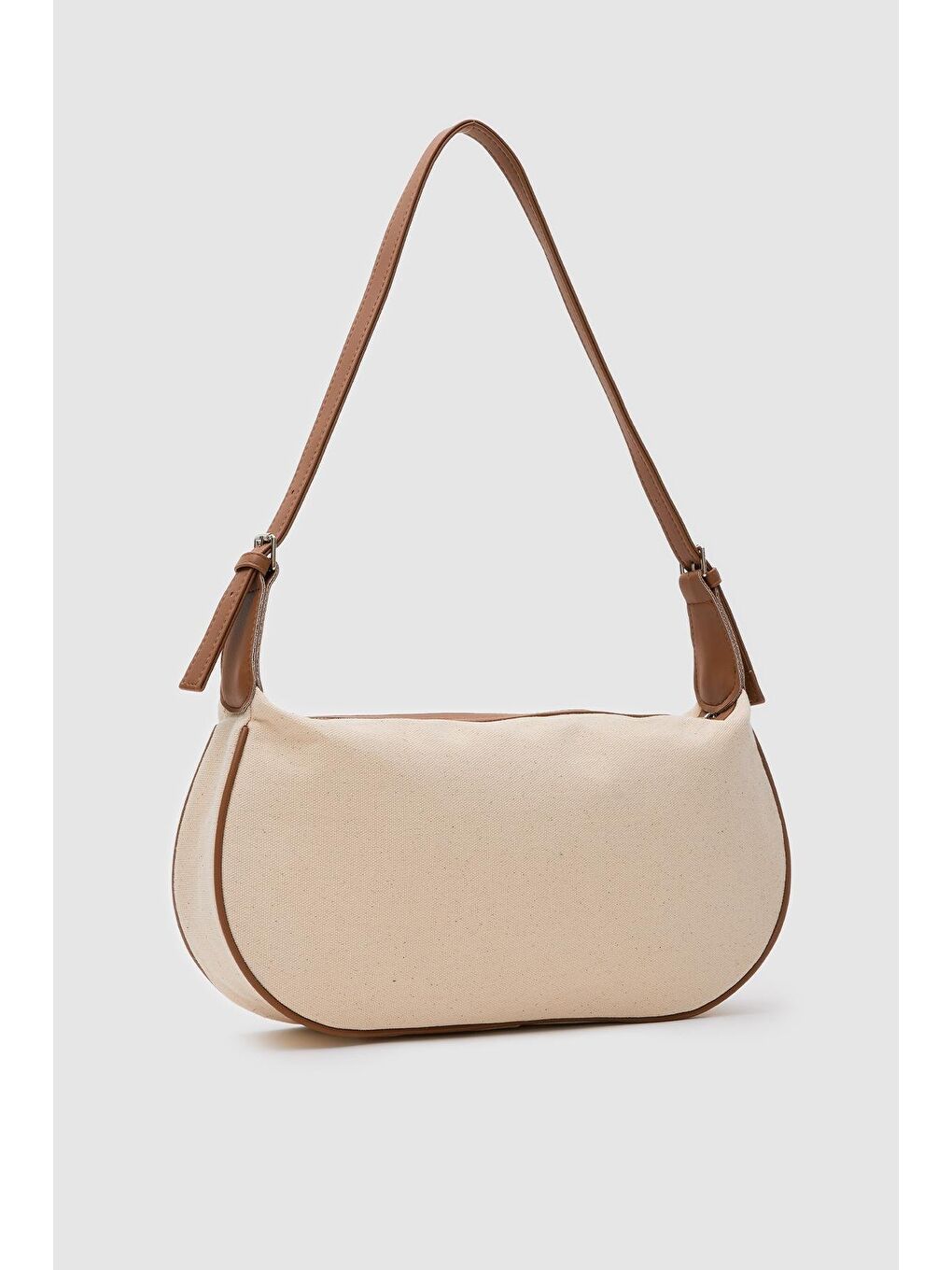 Kahverengi Elena Kanvas Baget Çanta Taba-1