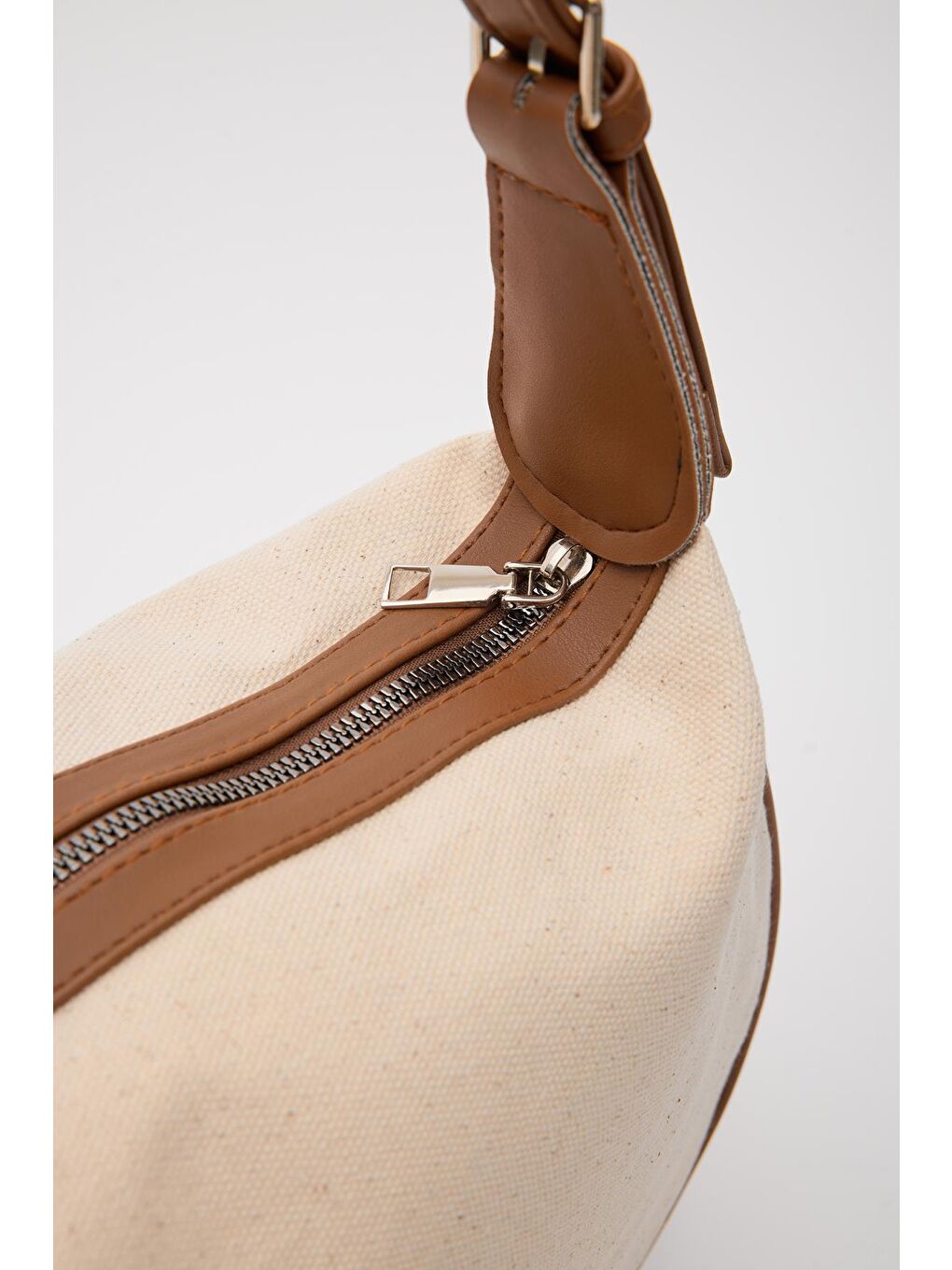 Kahverengi Elena Kanvas Baget Çanta Taba-2