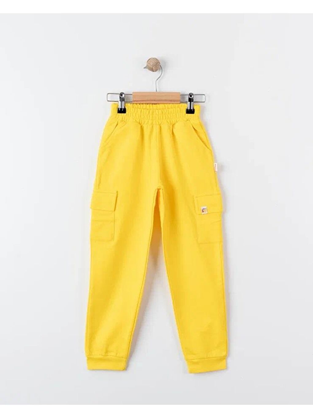 Sarı Unisex %100 Pamuk Oversize Kargo Cepli Pantolon