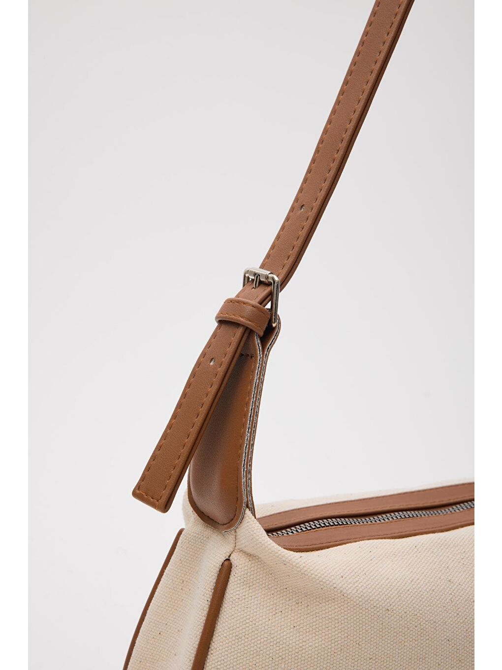 Kahverengi Elena Kanvas Baget Çanta Taba-3