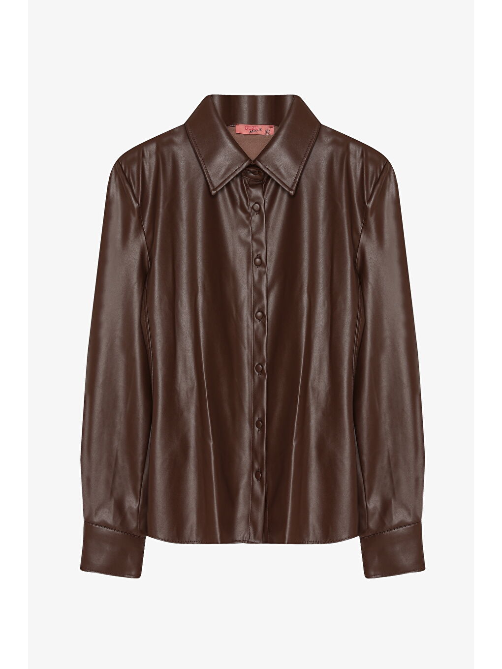 Bele Oturan Deri Gömlek Kahverengi