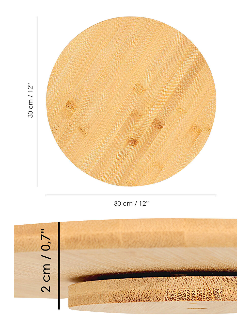 Bej 360 Derece Döner Bambu Sunumluk-4