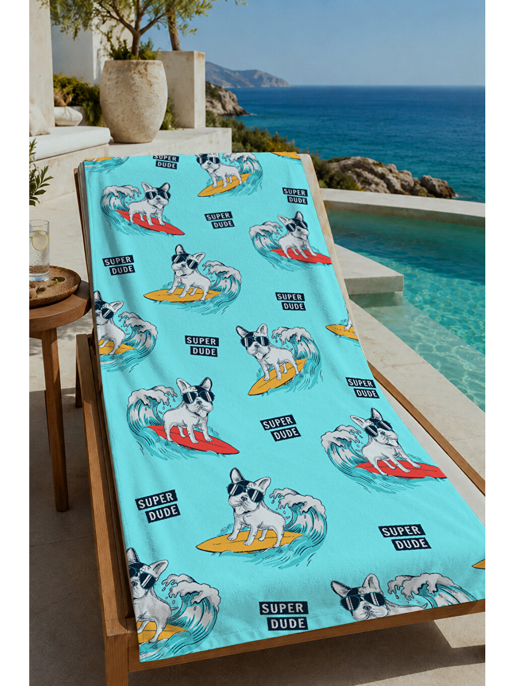 Açık Mavi Köpekbalığı Desenli 70x150 Cm Dijital Baskılı Plaj Ve Banyo Havlusu