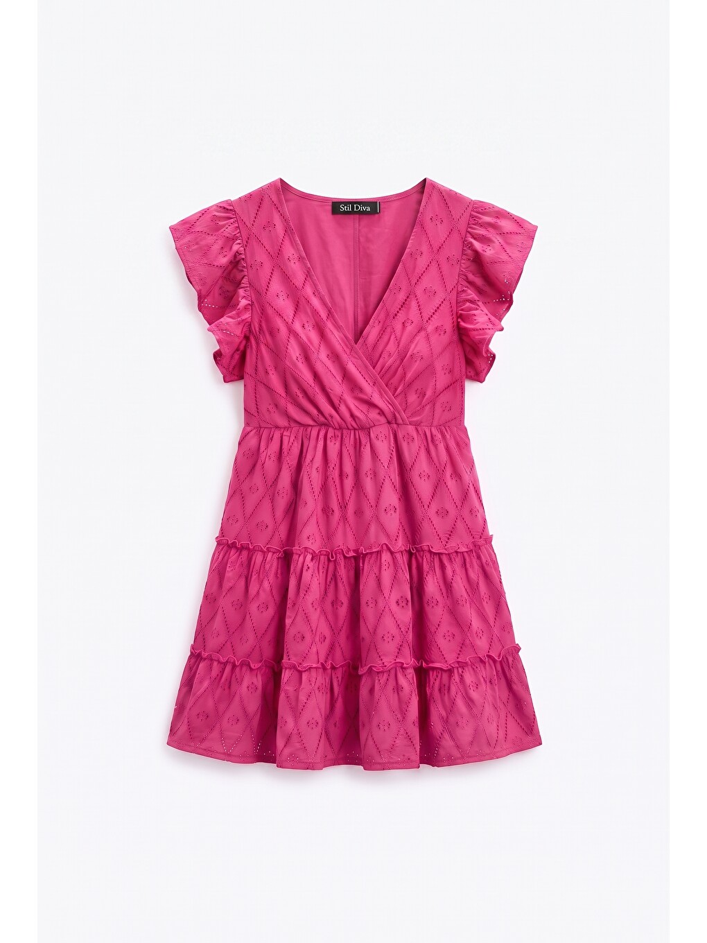 Pembe Astarlı Büyük Beden Mini Elbise-4
