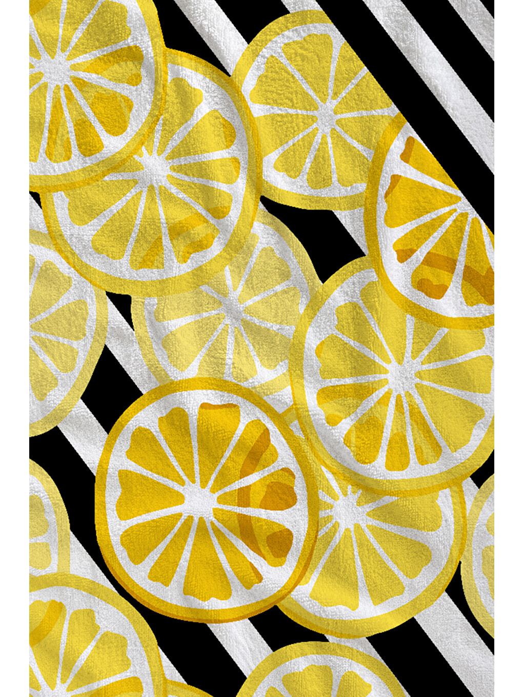 Milbay Grup Sarı Siyah Çizgili Limon Desenli 70x150 Cm Dijital Plaj Ve Banyo Havlusu-37418