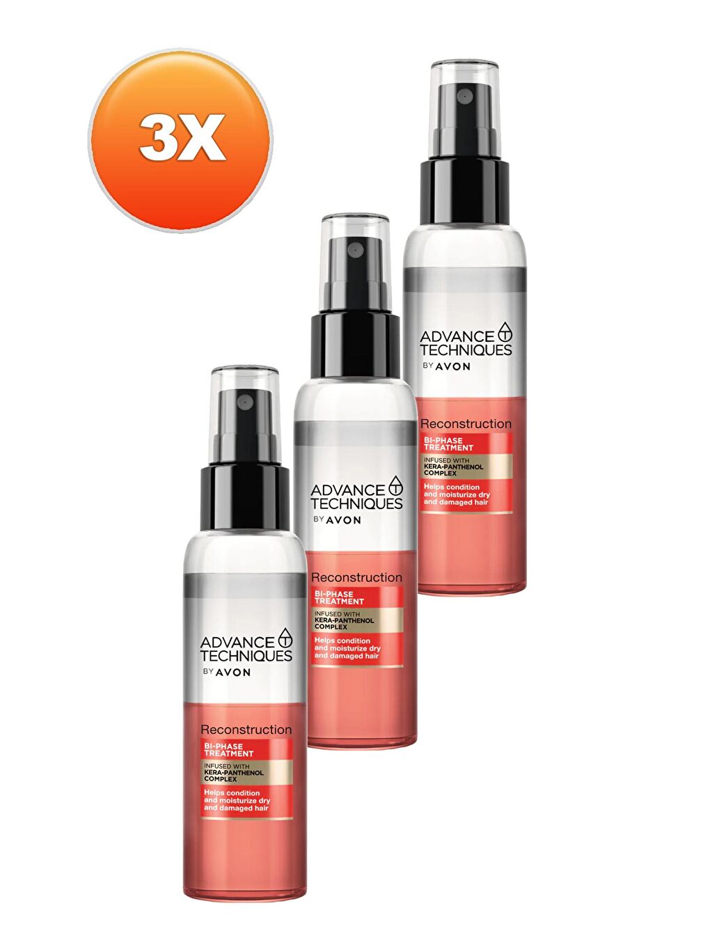 AVON Renksiz Advance Techniques Reconstruction Bi-Phase Onarıcı Saç Spreyi 100 Ml. Üçlü Set - 1