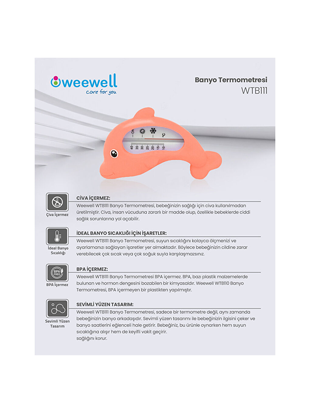 WTB111 Banyo Termometresi (Somon)-2