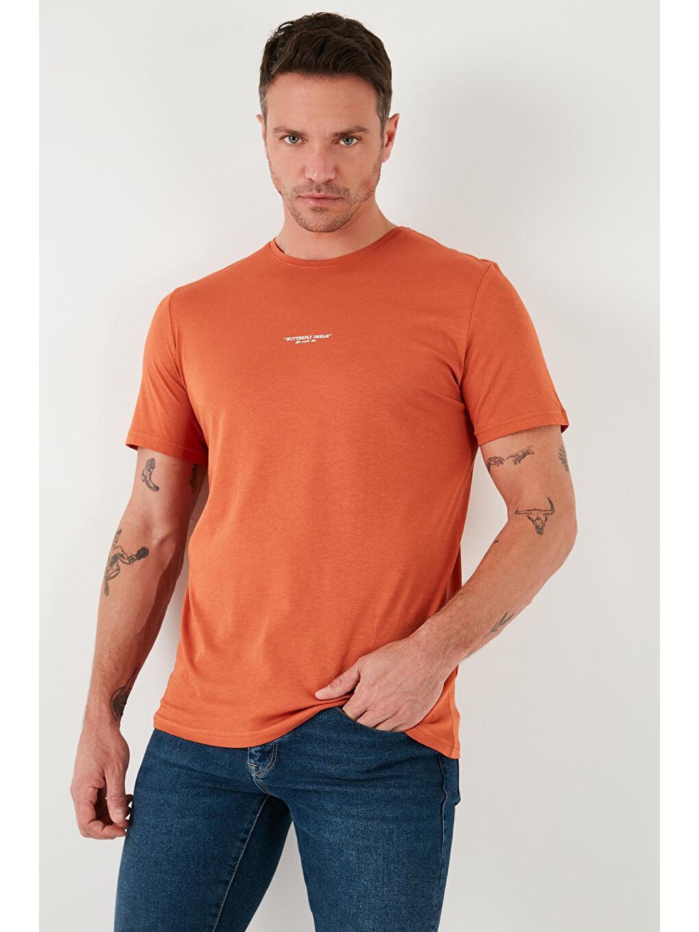 Buratti Kahverengi % 100 Pamuk Bisiklet Yaka Regular Fit T Shirt 5902757 - 1