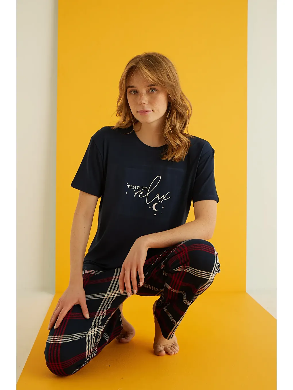 Lacivert Bamboo Pijama Takımı 7051-7