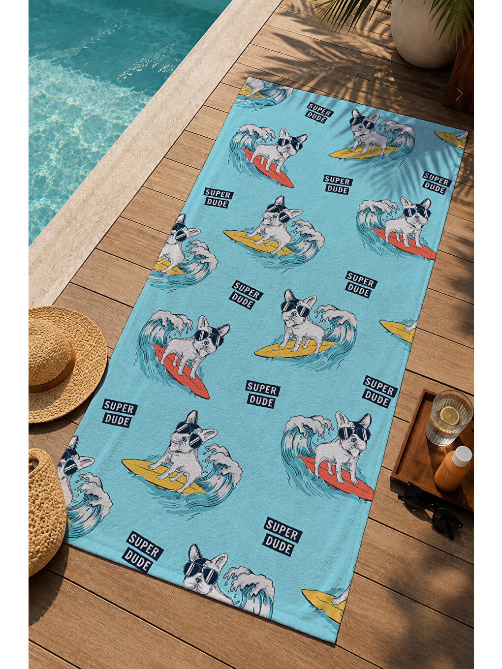 Açık Mavi Köpekbalığı Desenli 70x150 Cm Dijital Baskılı Plaj Ve Banyo Havlusu-2