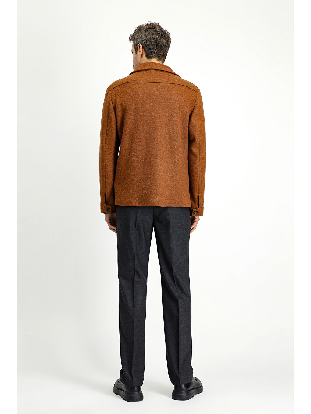 Gri Yünlü Klasik Kumaş Pantolon-2