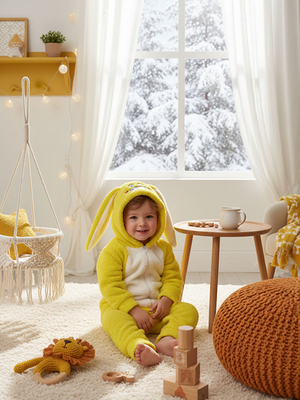 Welsoft Sarı Desenli Kışlık  Uyku Tulumu 1–6 Yaş-1