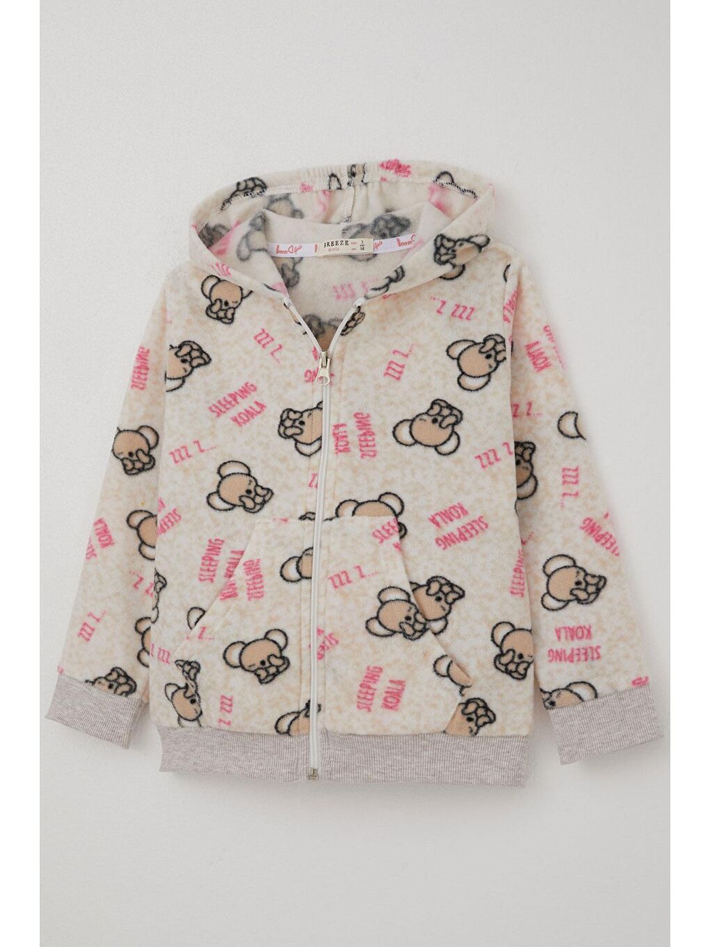 Kız Bebek Hırka Sevimli Uykucu Koala Desenli Bej Melanj (9 Ay-2 Yaş)-3