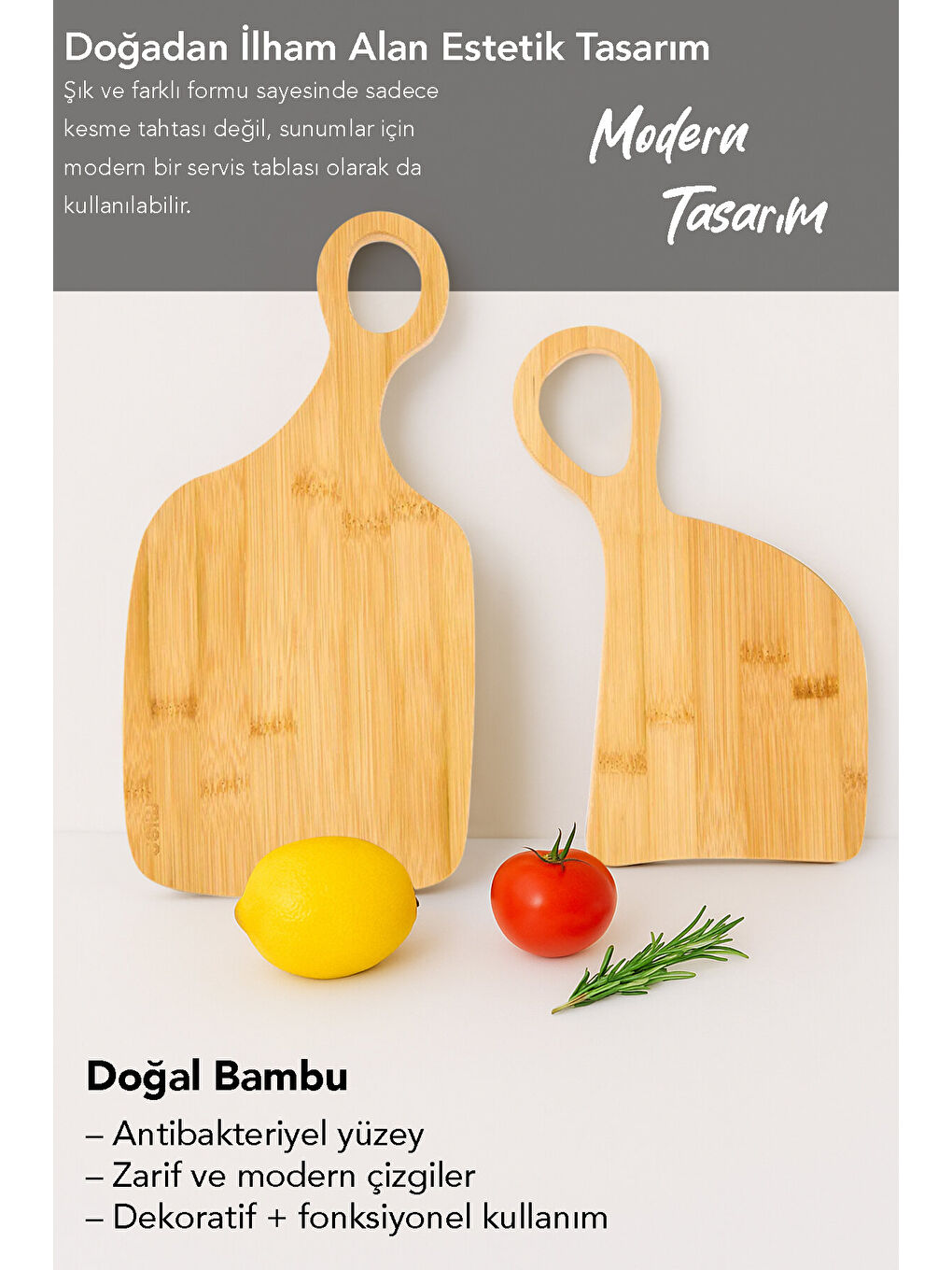 Bej 2'li Bambu Kesme Tahtası-2