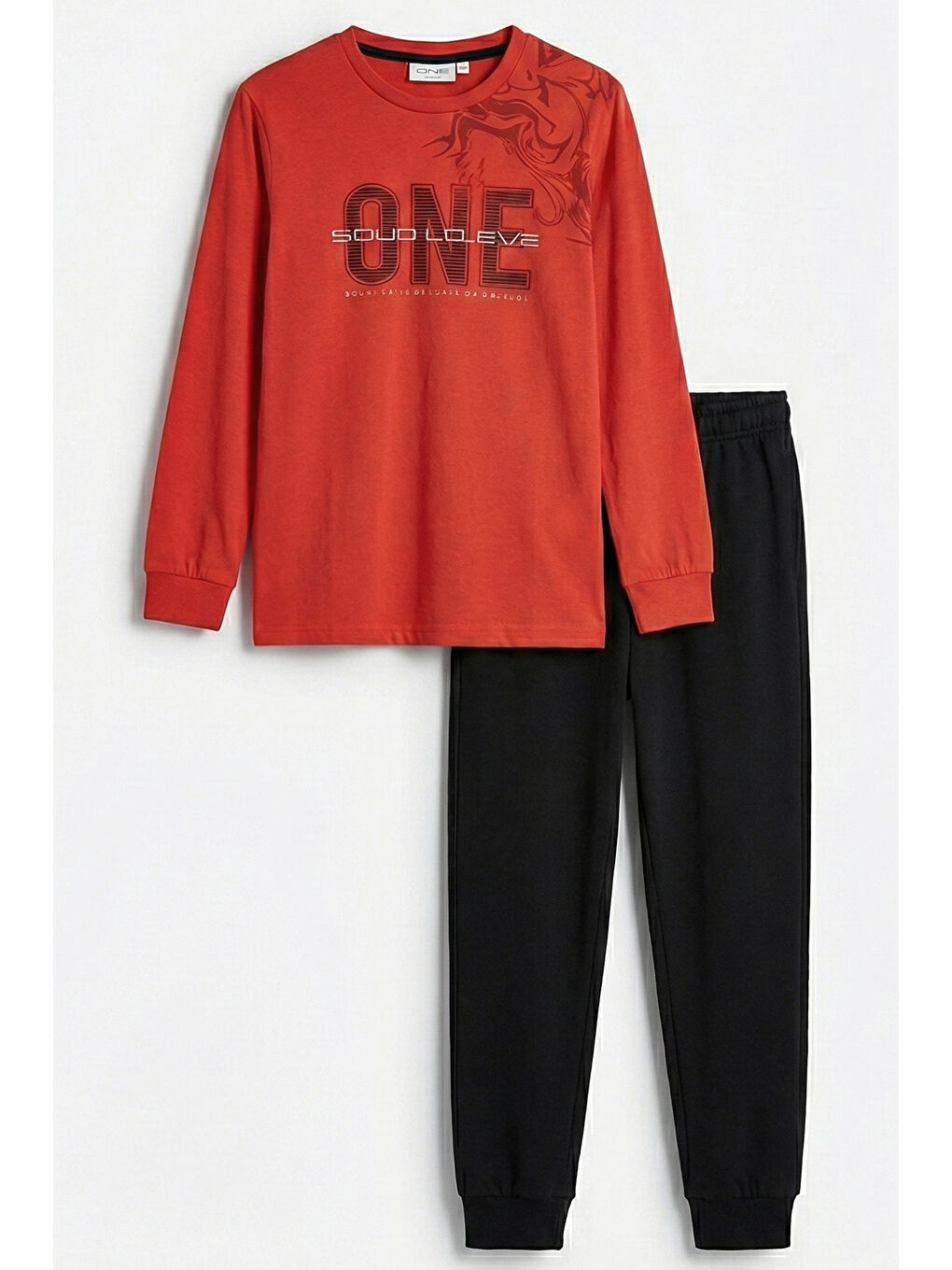 Erkek Çocuk Garson Boy Pamuk Penye Pijama Takımı 4112 Turuncu-2