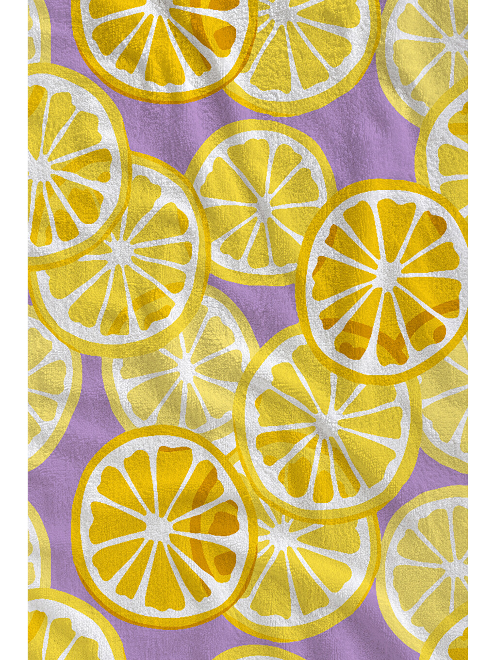 Lila Sarı Limon Desenli 70x150 Cm Dijital Baskılı Plaj Ve Banyo Havlusu-1