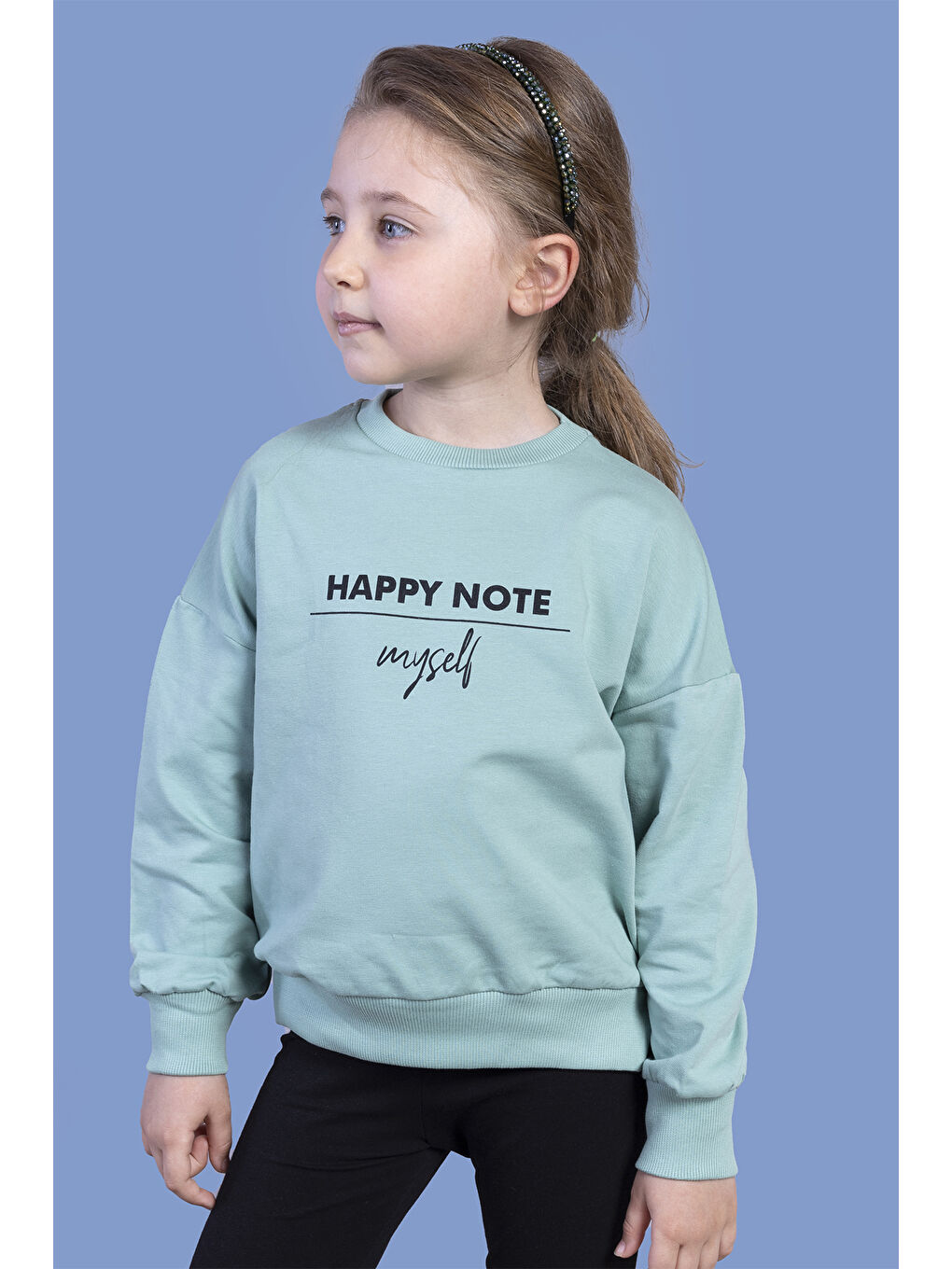 Toontoykids Yeşil Kız Çocuk Sırtı Baskılı Sweatshirt