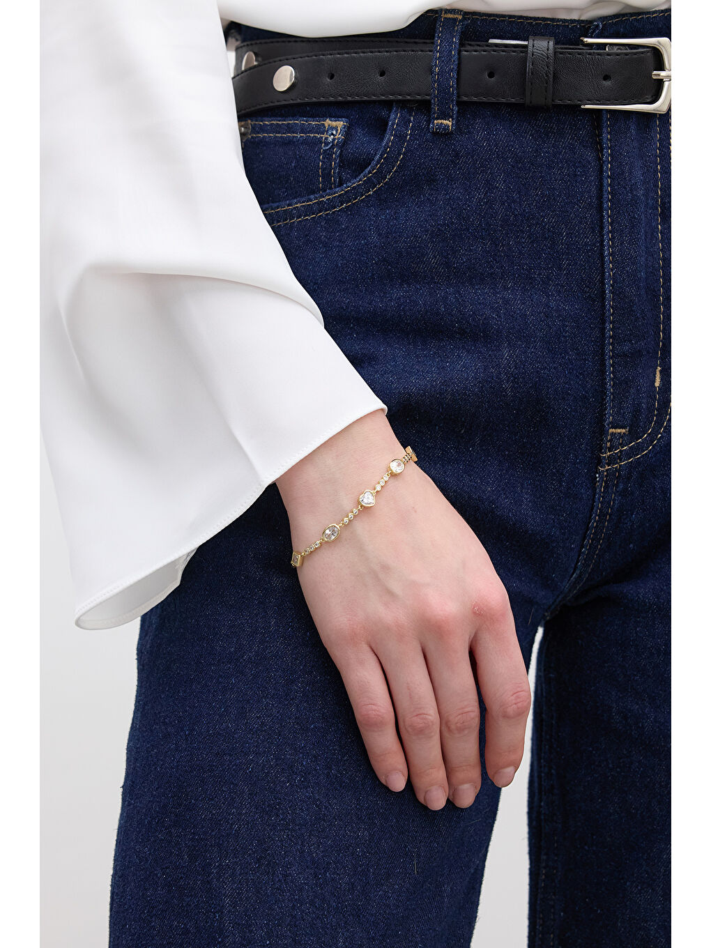 Geometrik Taşlı Bilezik Açık Sarı